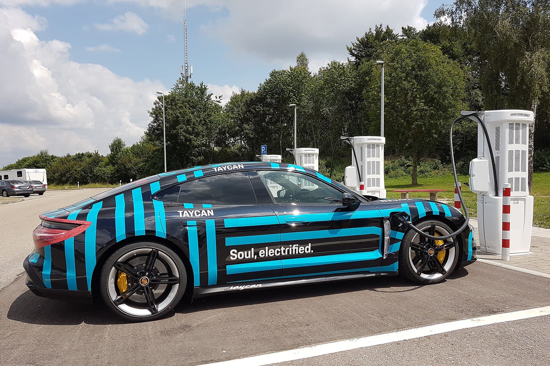 Porsche Taycan electric sedan, one of the EVs carrying into the 2027 model year