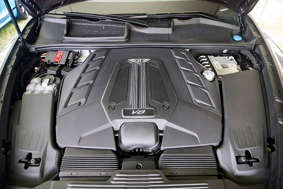 Engine compartment of a Bentley Bentayga V8